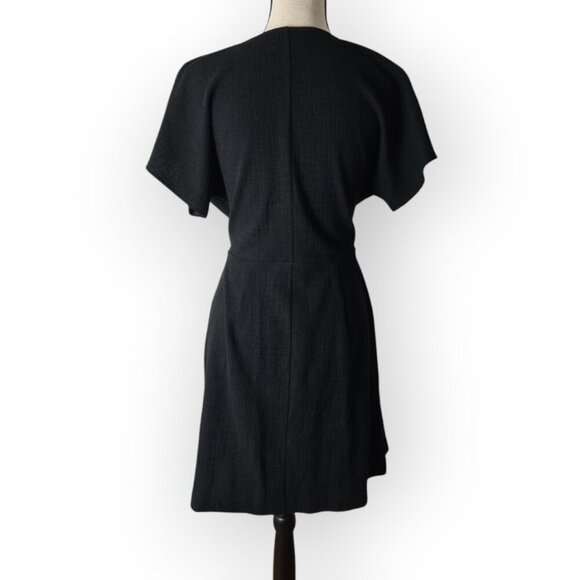 Madewell Black Faux Wrap Mini Dress Size Medium (NWOT) - Picture 4 of 8